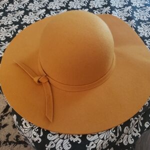 Elegant Mustard Wide-Brim Hat
